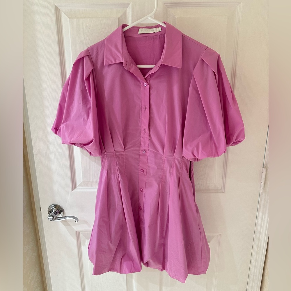 Jonathan Simkhai Pink Mini Dress with Peter Pan Collar